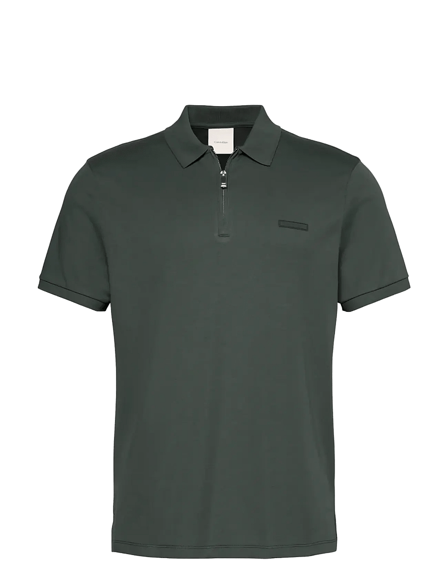 Calvin Klein - SS SLIM SUPIMA ZIP POLO - kortærmede poloer - dark slate - 1