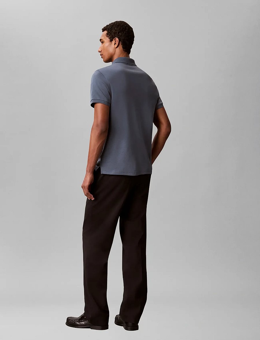 Calvin Klein - SS SLIM SUPIMA ZIP POLO - kortærmede poloer - dark slate - 2