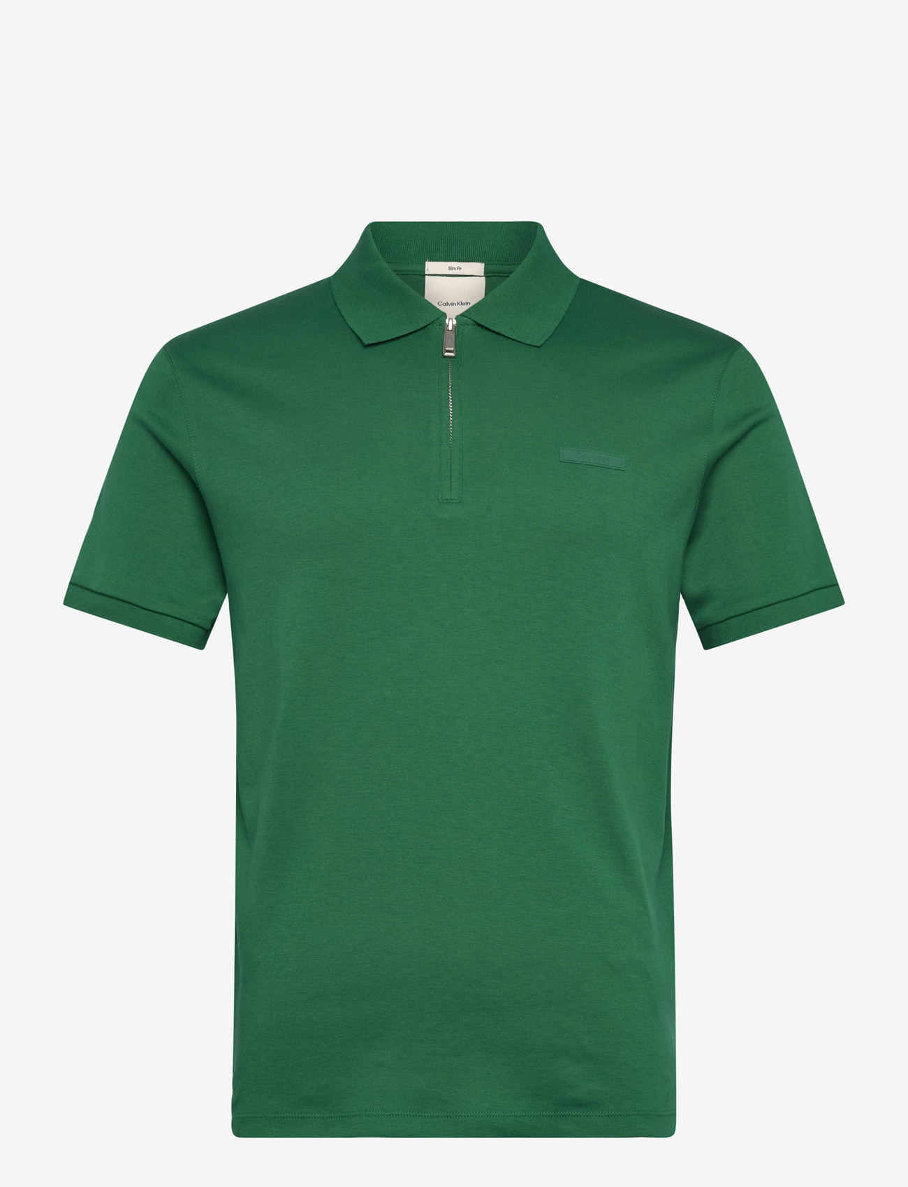 Calvin Klein - SS SLIM SUPIMA ZIP POLO - kortærmede poloer - enchanted forest - 0