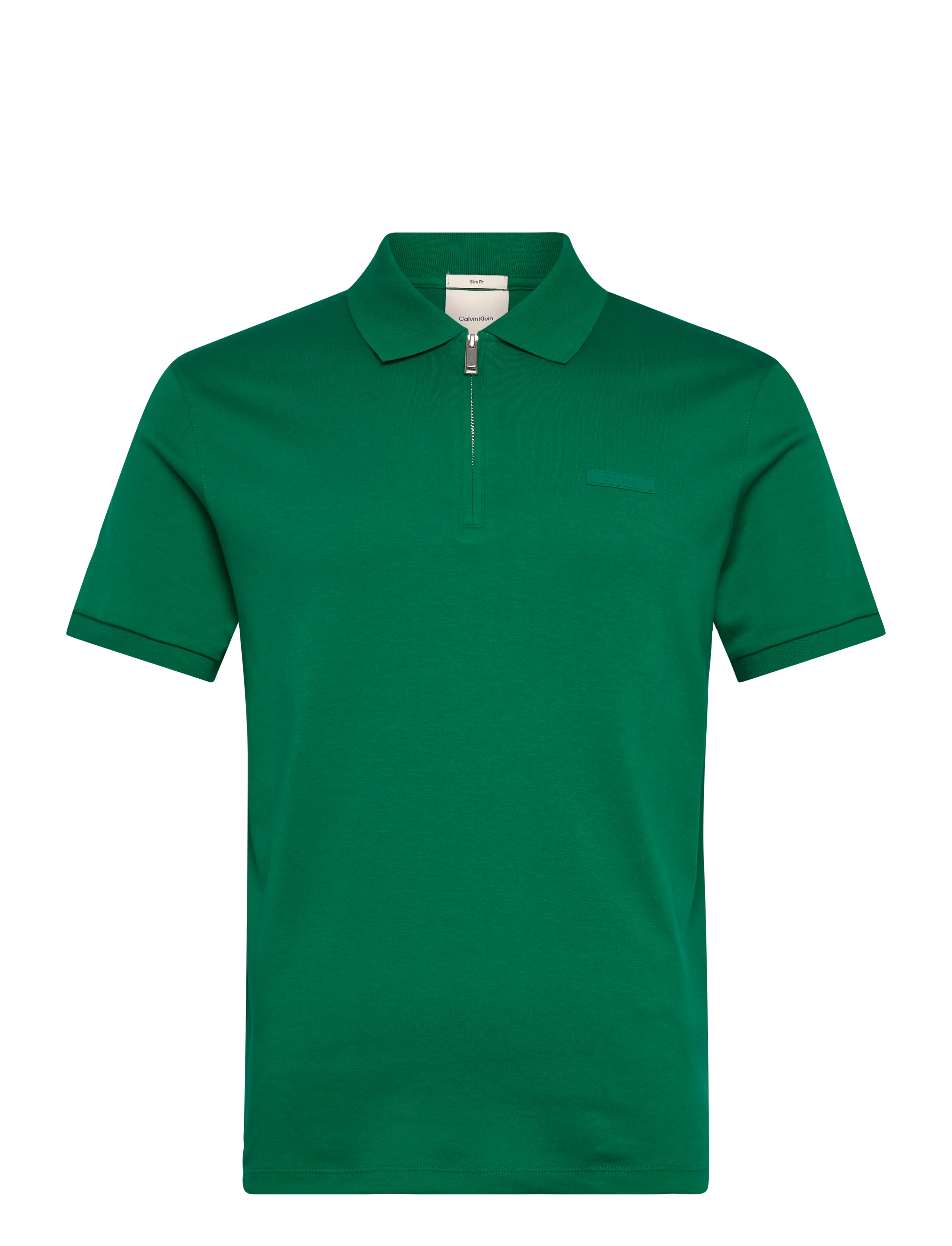 Calvin Klein SS SLIM SUPIMA ZIP POLO - Kontoristiil - ENCHANTED FOREST / green