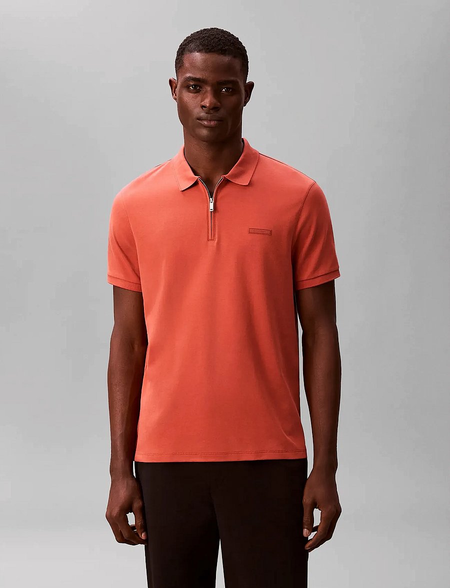 Calvin Klein - SS SLIM SUPIMA ZIP POLO - kortärmade pikéer - faded flower - 3