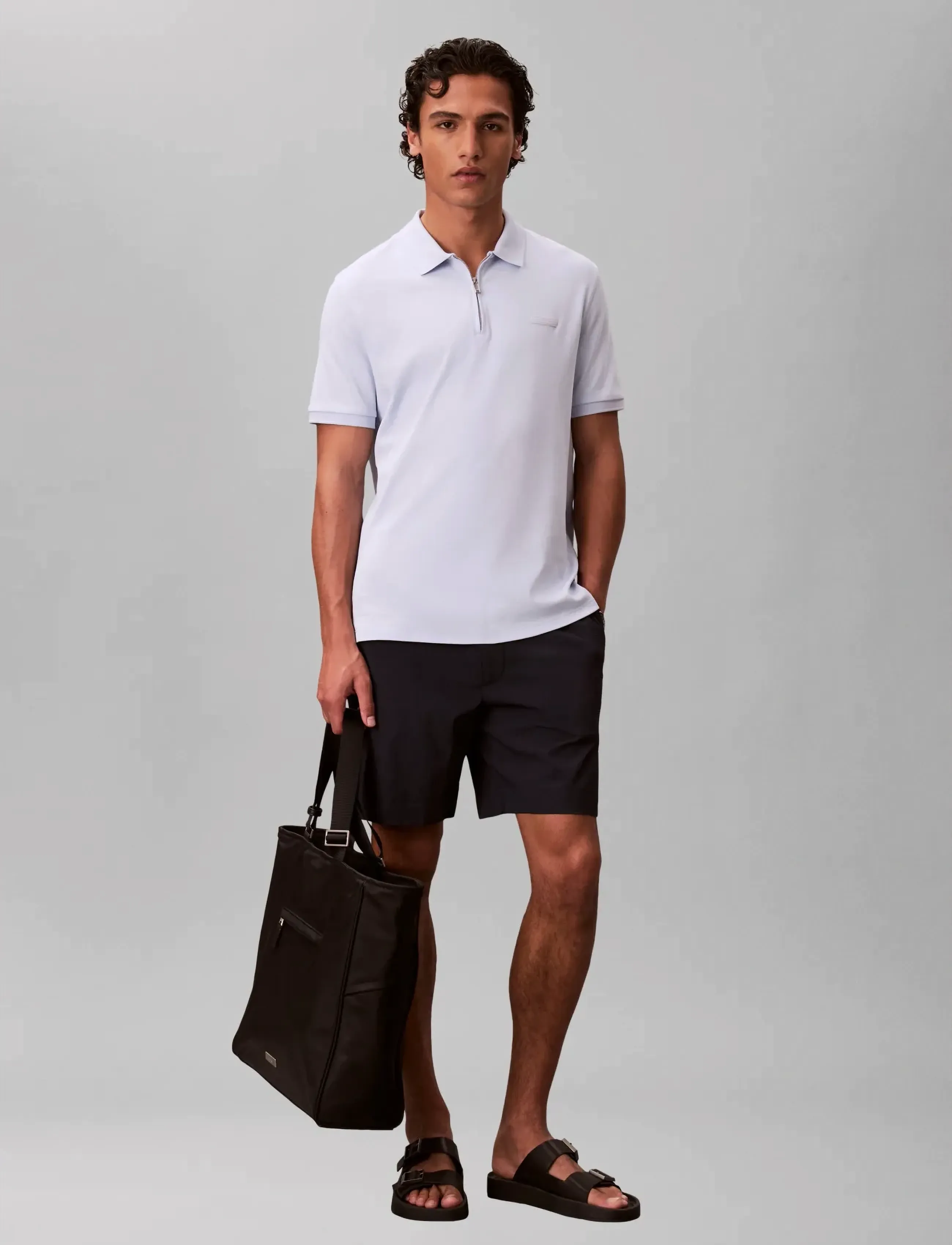 Calvin Klein SS SLIM SUPIMA ZIP POLO - Kleidung - HEAVENLY IRIS / blue