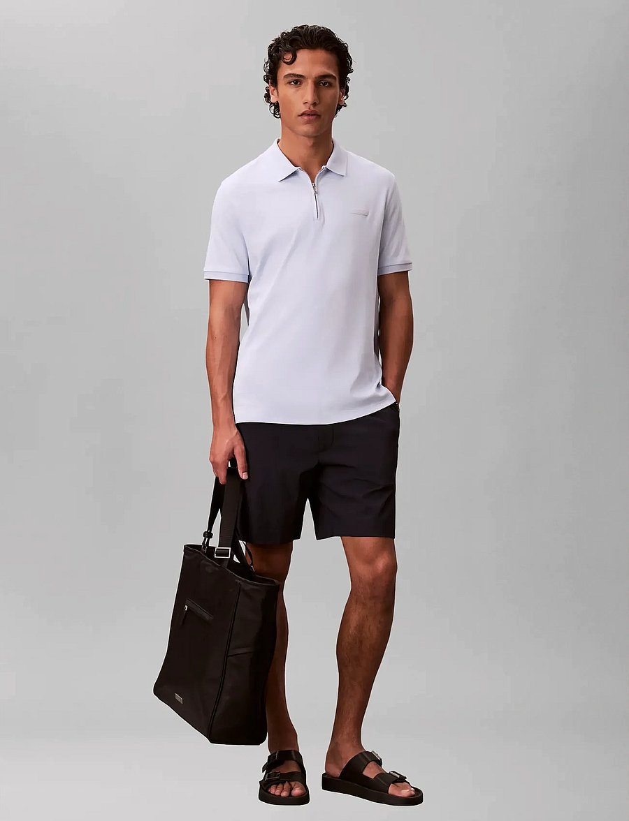 Calvin Klein - SS SLIM SUPIMA ZIP POLO - kortärmade pikéer - heavenly iris - 0