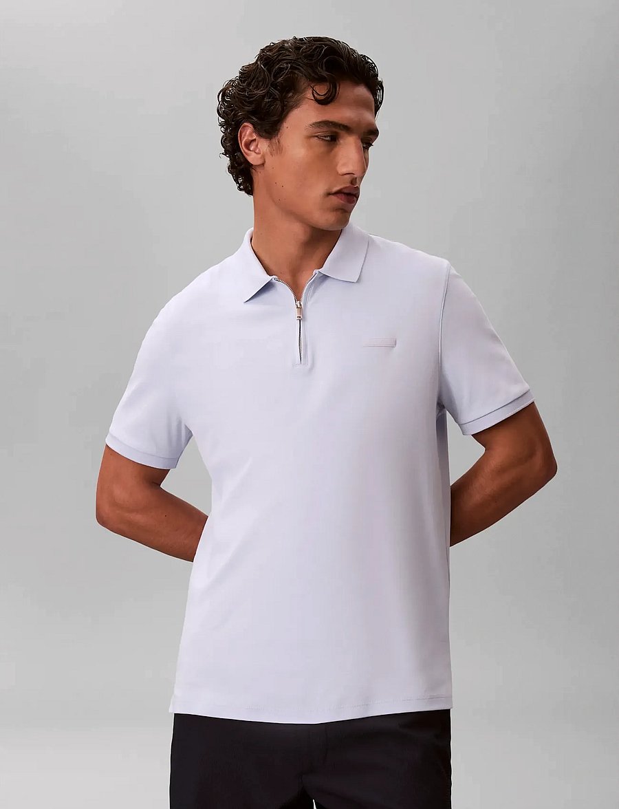 Calvin Klein - SS SLIM SUPIMA ZIP POLO - kortärmade pikéer - heavenly iris - 3
