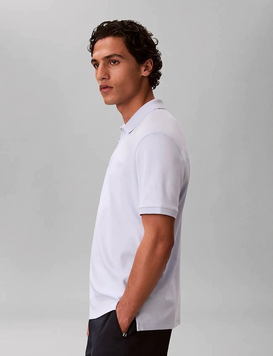 Calvin Klein - SS SLIM SUPIMA ZIP POLO - kortärmade pikéer - heavenly iris - 5