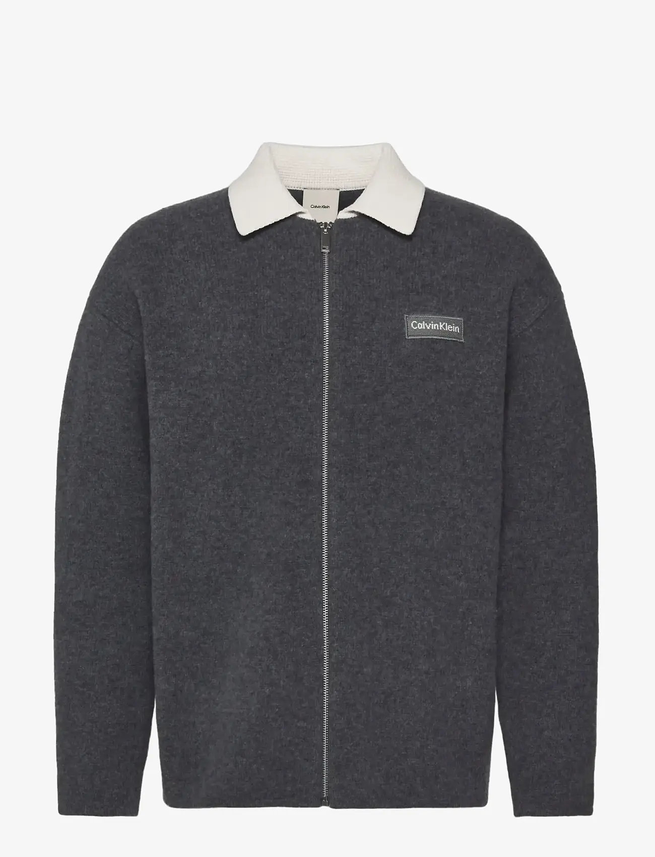 Calvin Klein - LS BOILED 100% MERINO CONTRAST C - shop efter anledning - medium grey htr - 1