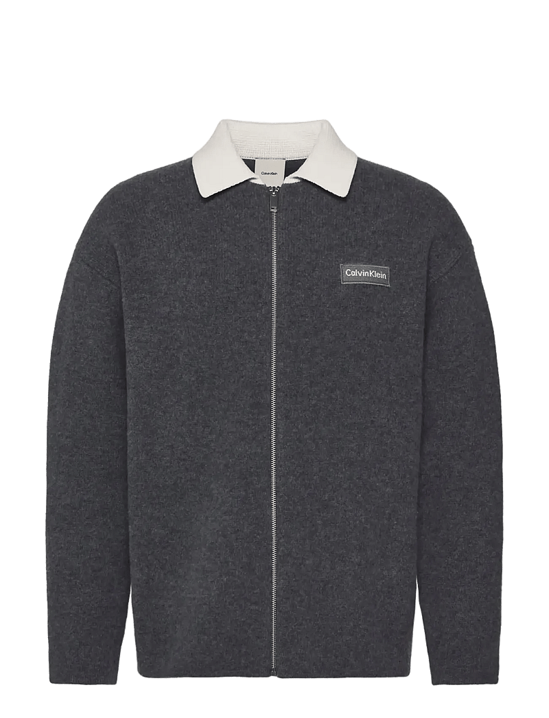 Calvin Klein - LS BOILED 100% MERINO CONTRAST C - shop efter anledning - medium grey htr - 1