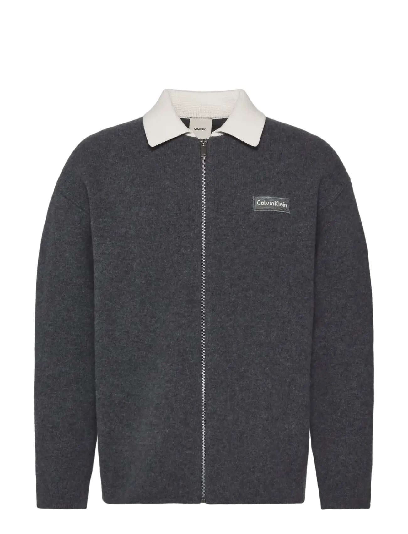 Calvin Klein LS BOILED 100% MERINO CONTRAST C - Overshirts - MEDIUM GREY HTR / grey