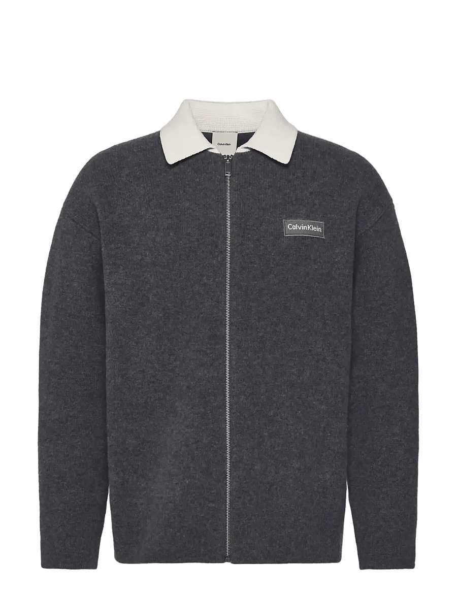 Calvin Klein - LS BOILED 100% MERINO CONTRAST C - Überhemden - medium grey htr - 1