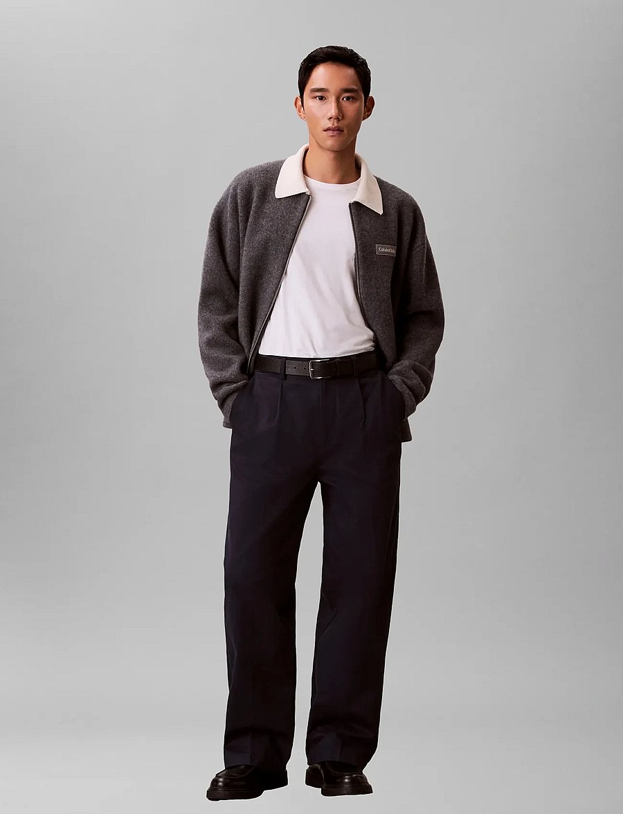 Calvin Klein - LS BOILED 100% MERINO CONTRAST C - Überhemden - medium grey htr - 0