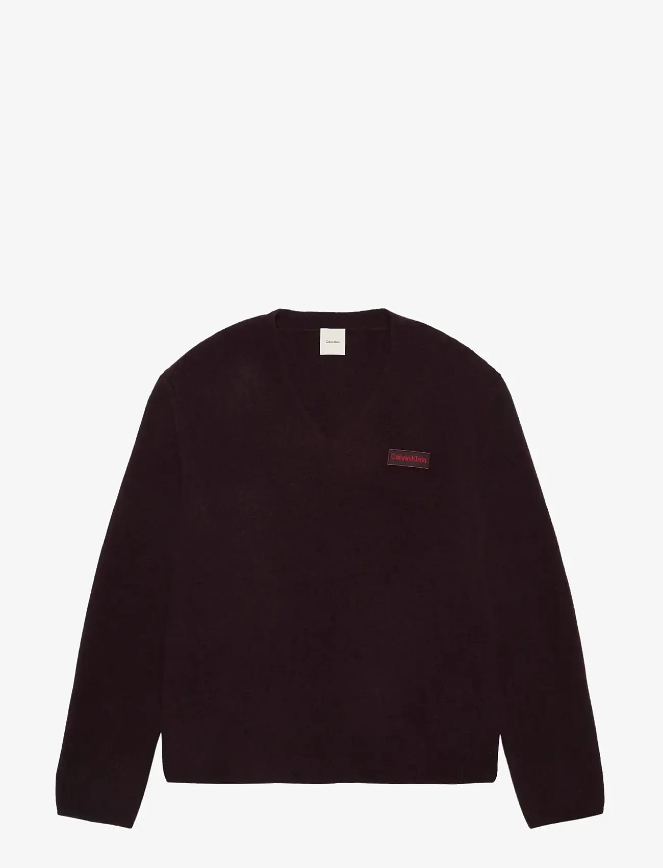 Calvin Klein - LS BOILED 100% MERINO VNK SWTR 7 - v-aukkoiset - mocha brown - 1