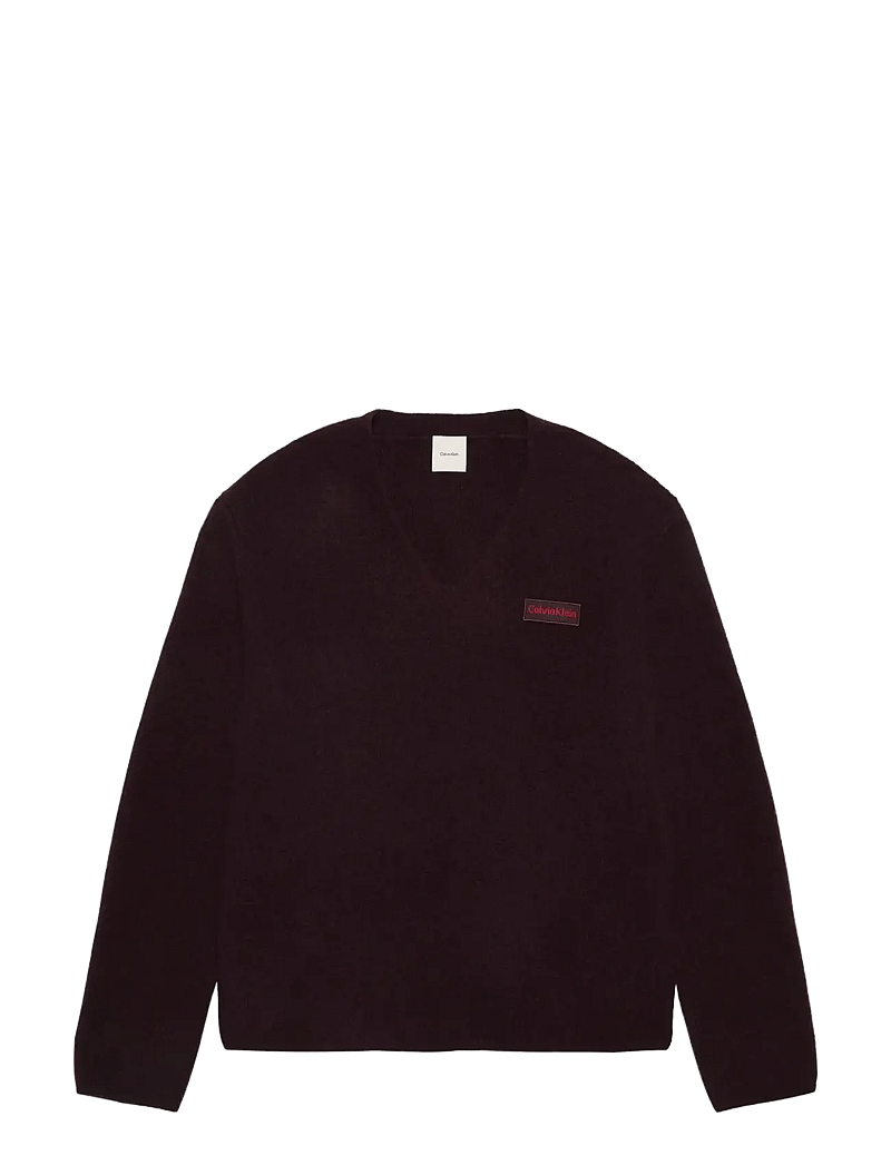 Calvin Klein - LS BOILED 100% MERINO VNK SWTR 7 - v-aukkoiset - mocha brown - 1