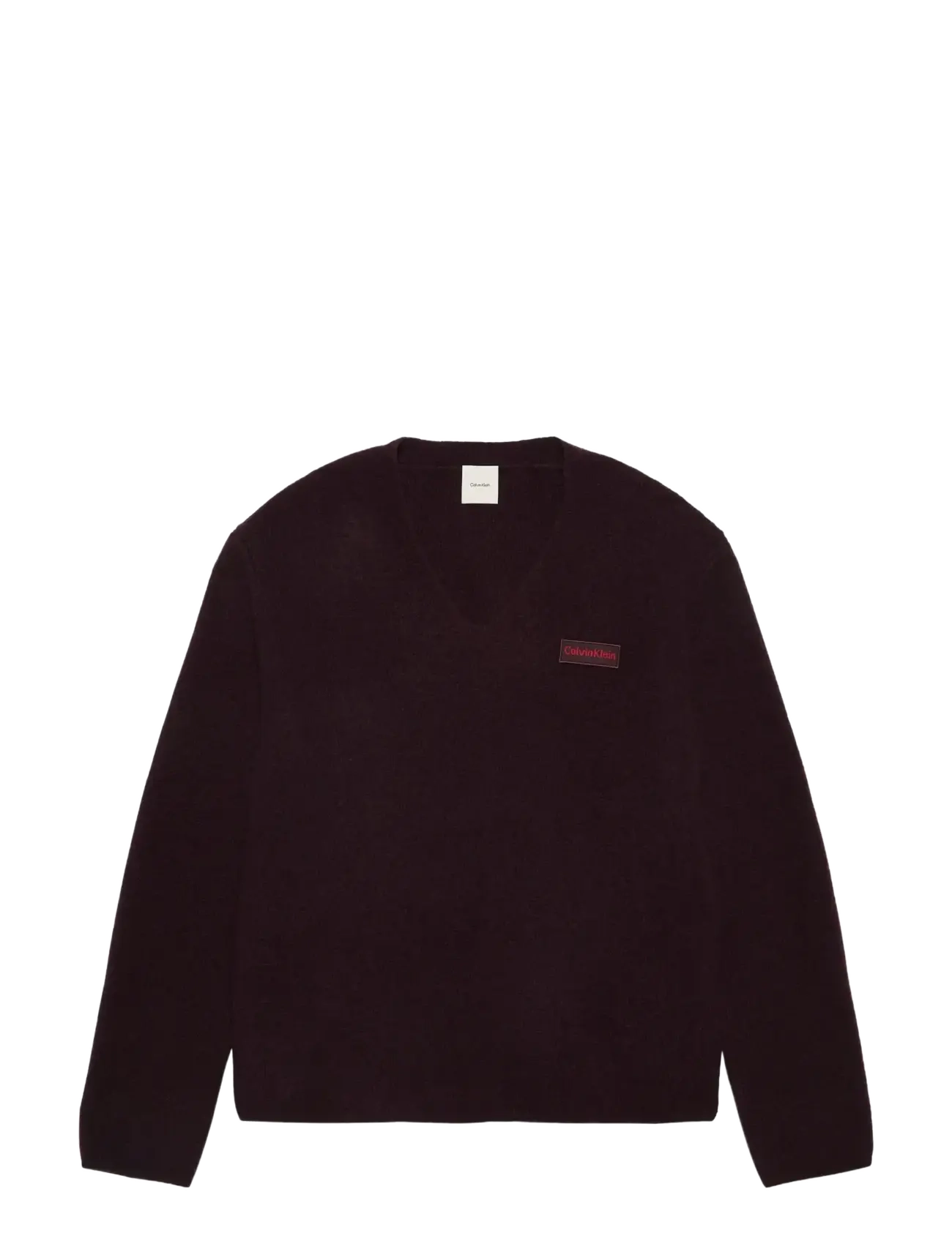 Calvin Klein LS BOILED 100% MERINO VNK SWTR 7 - V-hals - MOCHA BROWN / burgundy