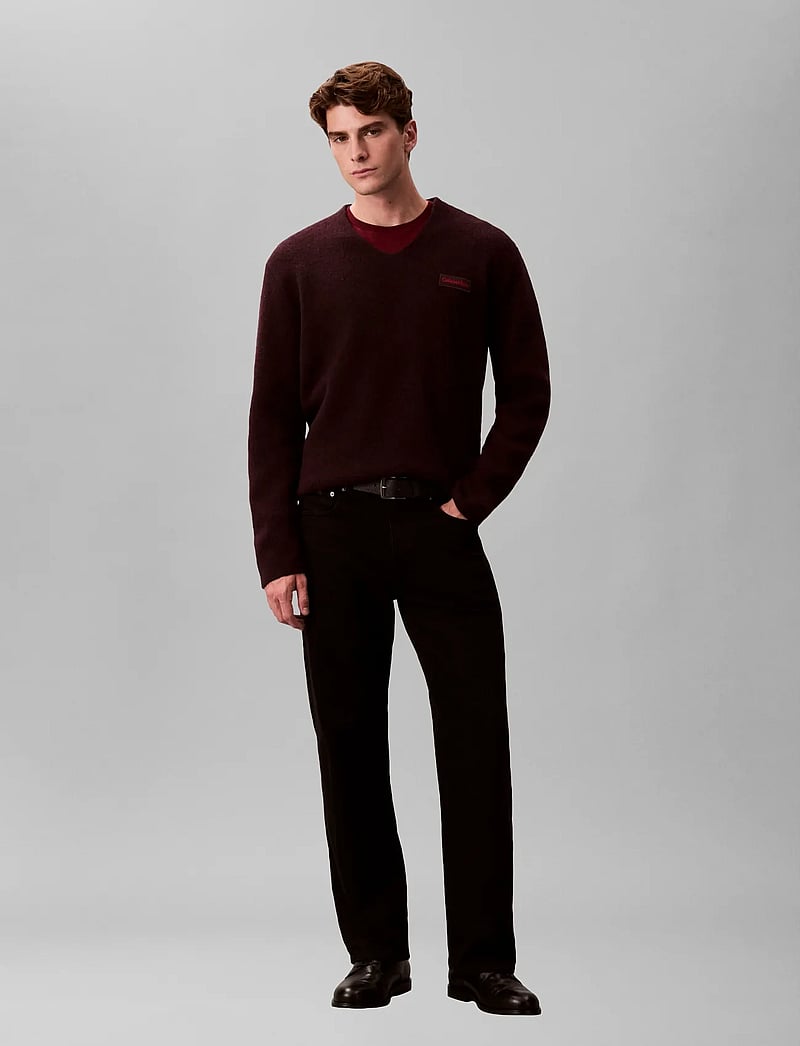 Calvin Klein - LS BOILED 100% MERINO VNK SWTR 7 - v-aukkoiset - mocha brown - 2