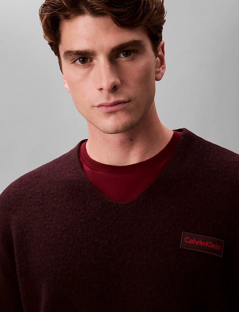 Calvin Klein - LS BOILED 100% MERINO VNK SWTR 7 - v-aukkoiset - mocha brown - 3