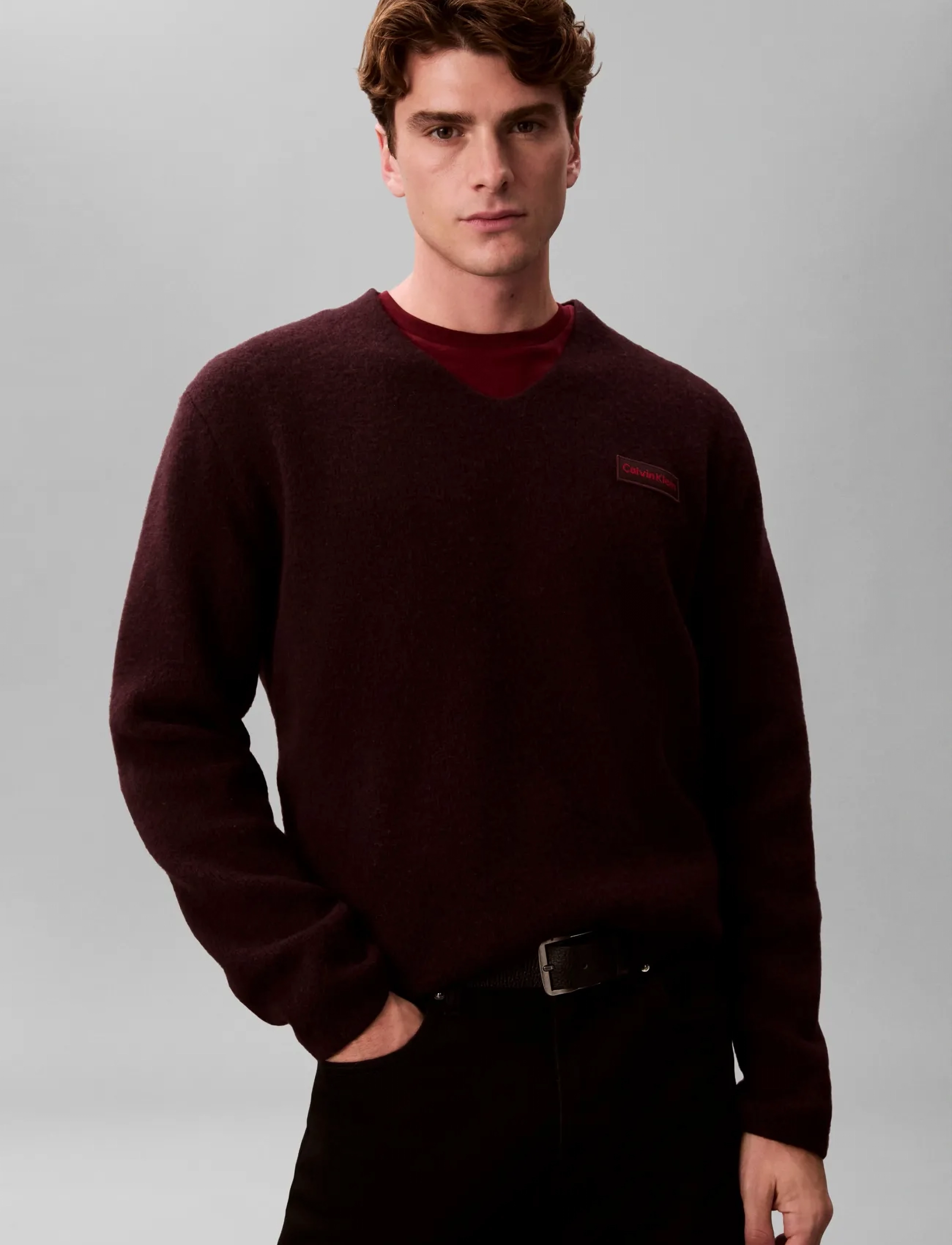 Calvin Klein - LS BOILED 100% MERINO VNK SWTR 7 - v-ausschnitt - mocha brown - 4