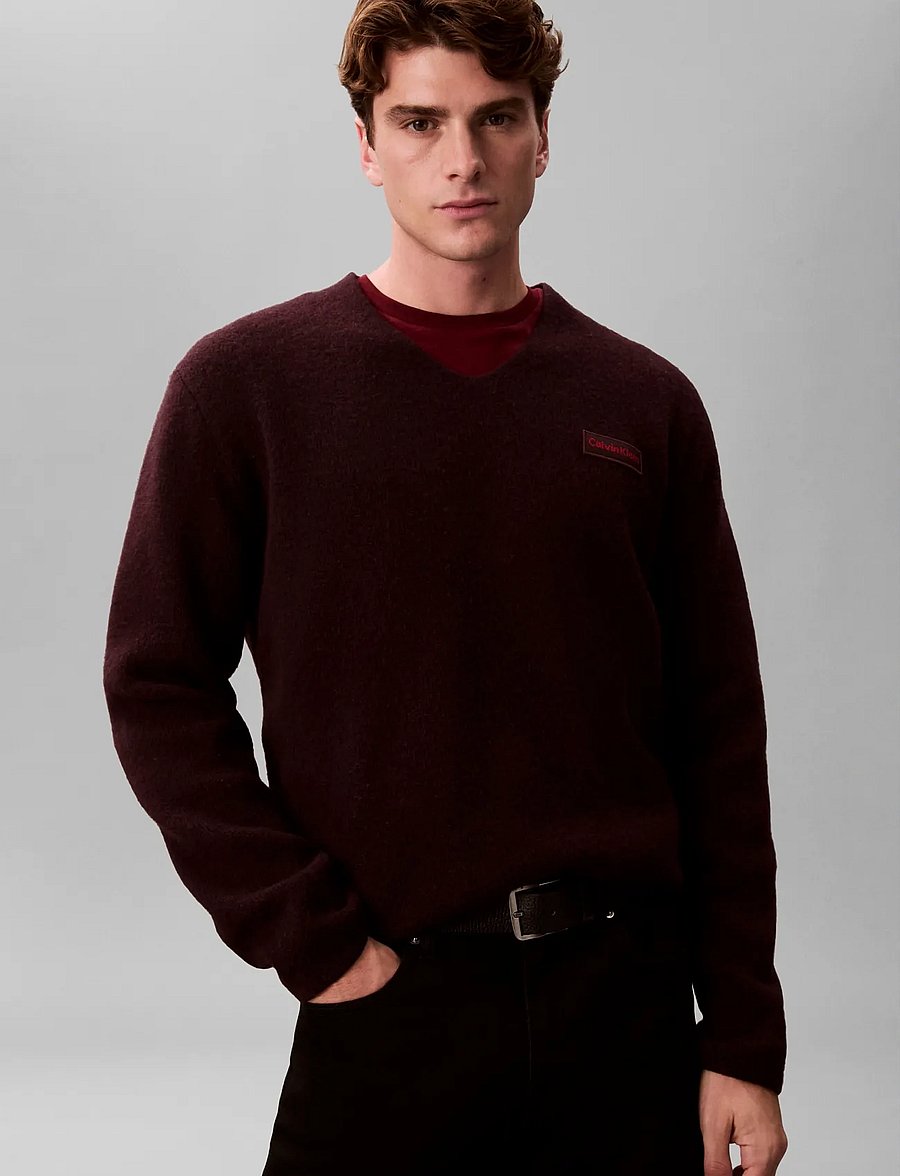 Calvin Klein - LS BOILED 100% MERINO VNK SWTR 7 - v-ausschnitt - mocha brown - 4