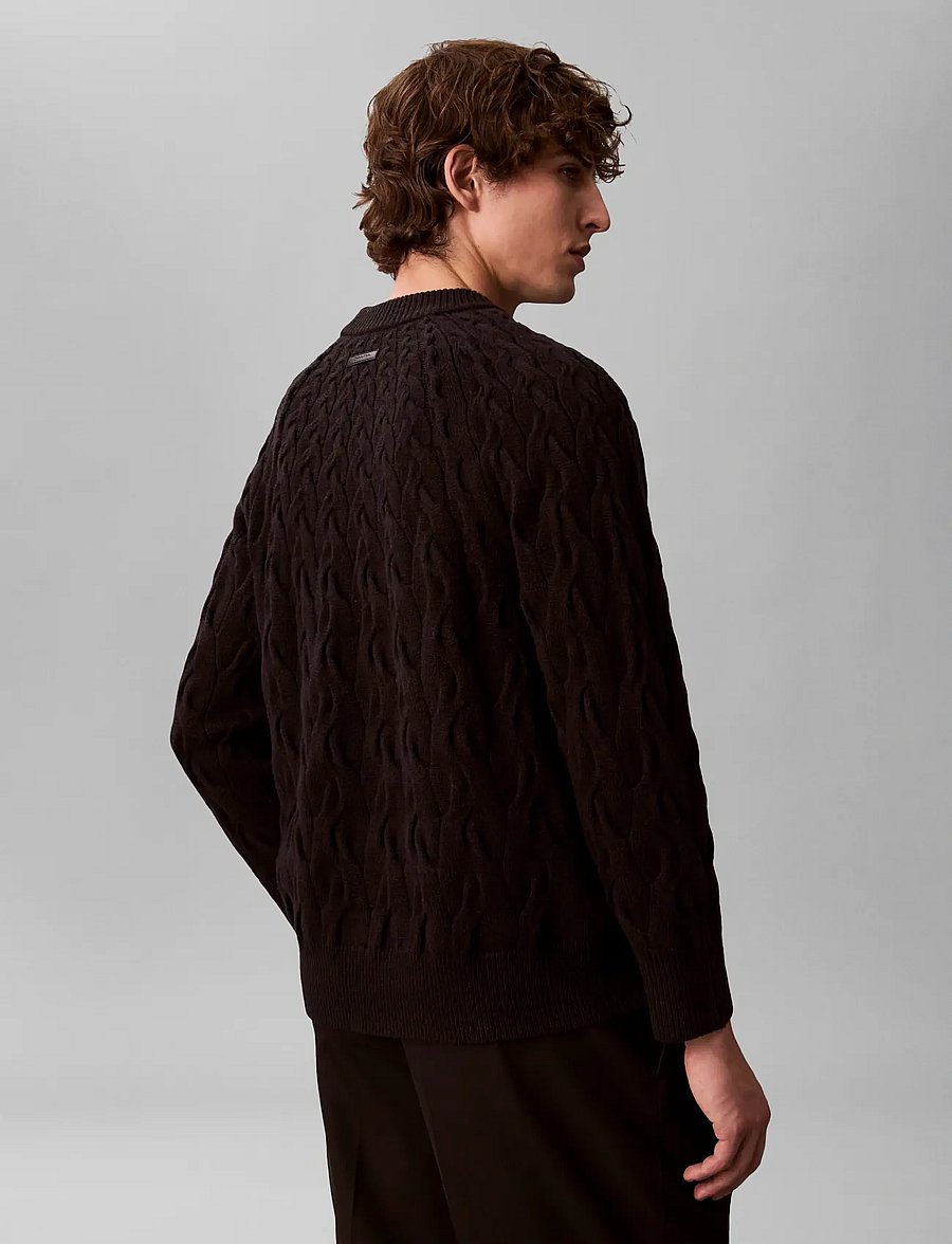 Calvin Klein - LS LAMBSWOOL BLEND CABLE CREWNK - rundhals - black - 2