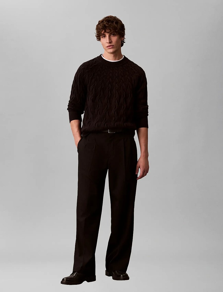 Calvin Klein - LS LAMBSWOOL BLEND CABLE CREWNK - rundhals - black - 3