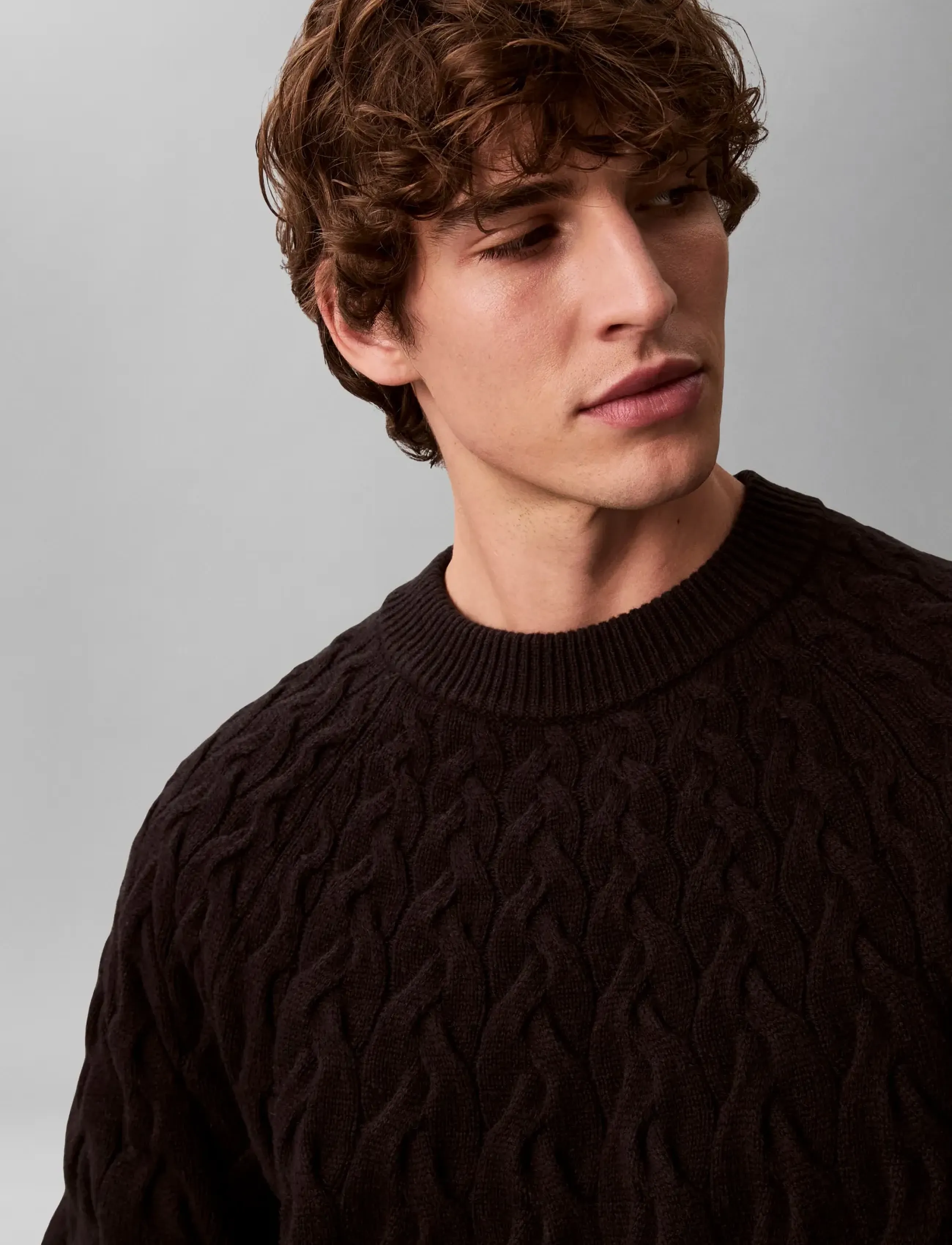 Calvin Klein - LS LAMBSWOOL BLEND CABLE CREWNK - strickmode - black - 4