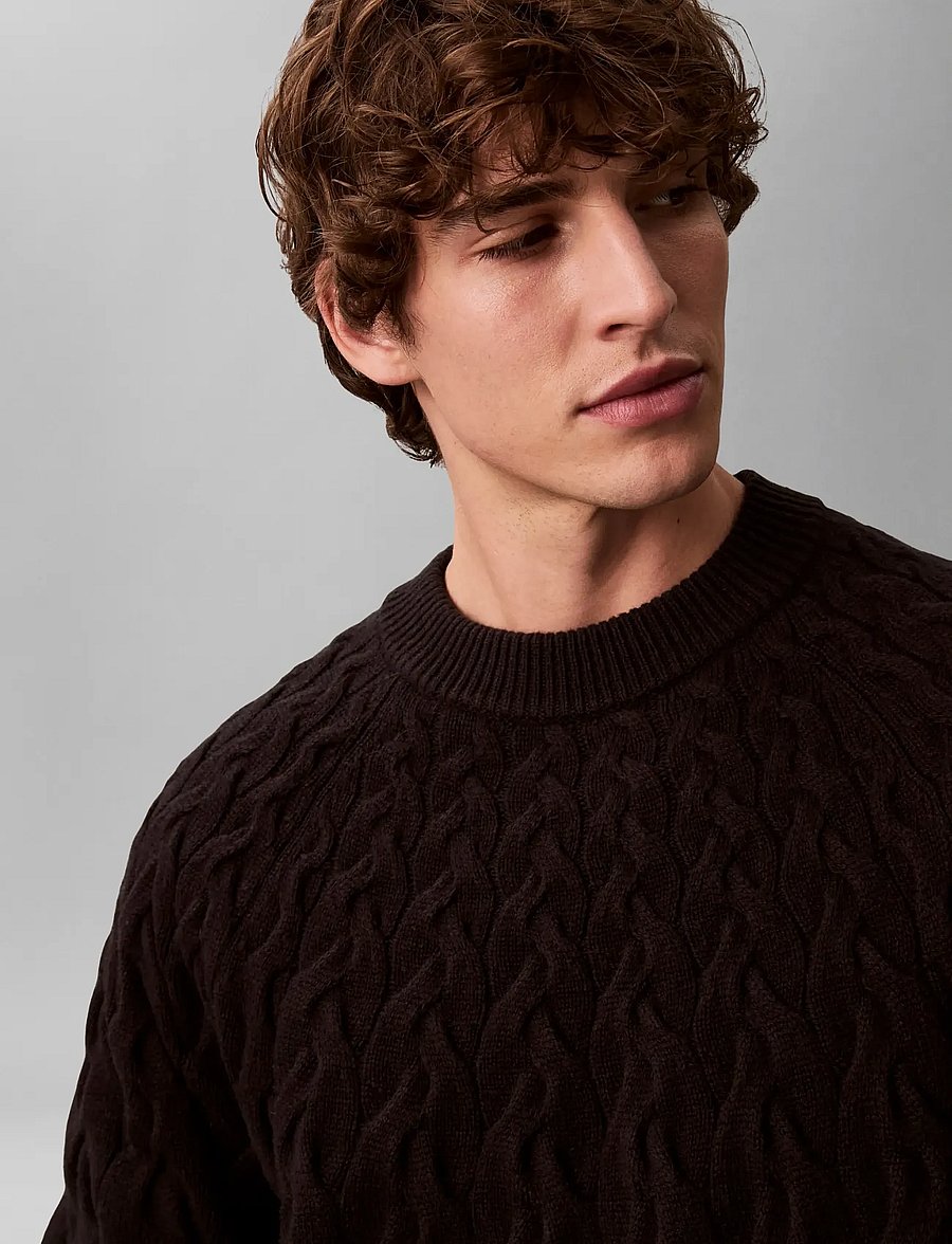 Calvin Klein - LS LAMBSWOOL BLEND CABLE CREWNK - rundhals - black - 4