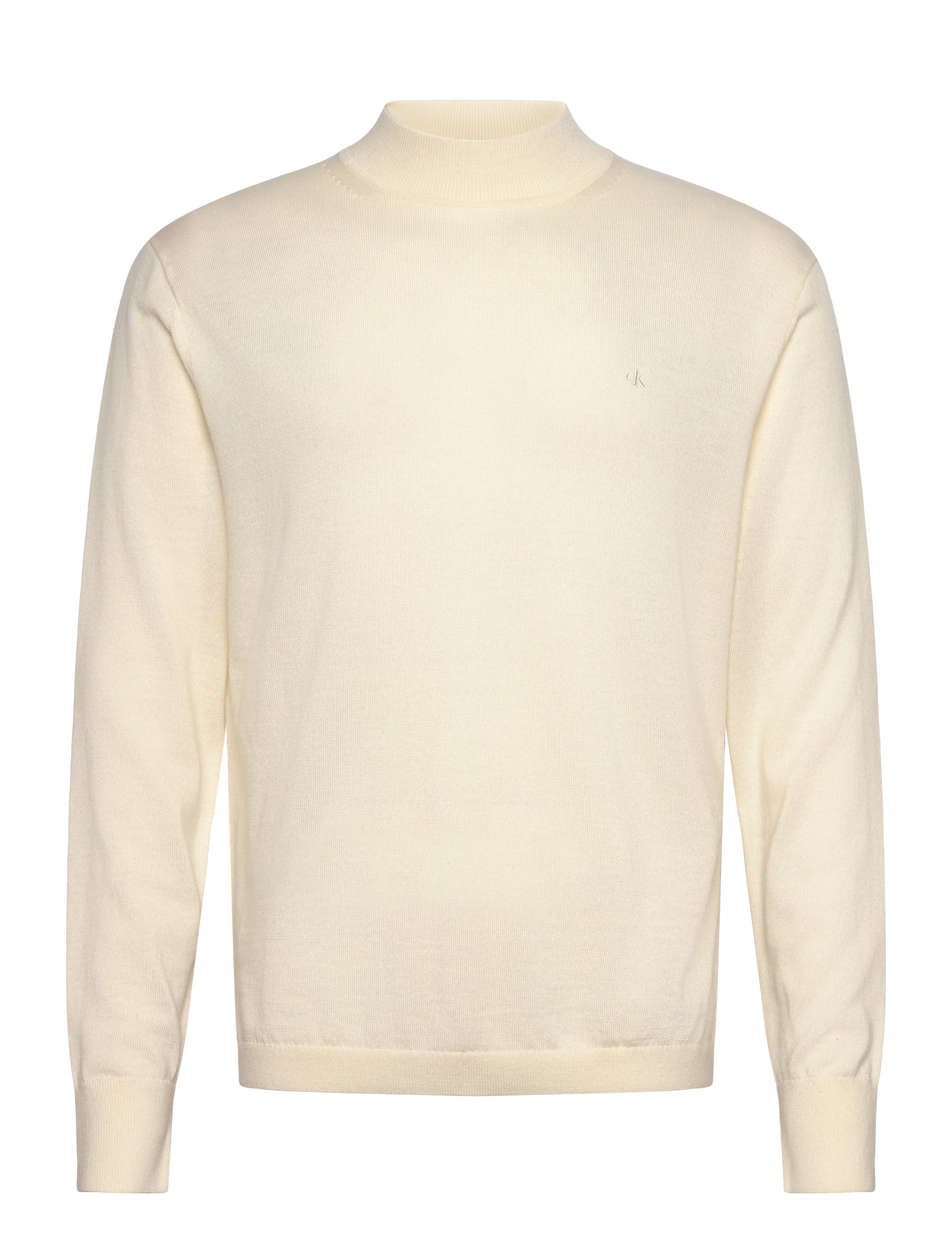 Calvin Klein LS MERINO MOCK NECK SWTR 14GG - Kudumid - ANTIQUE WHITE / cream