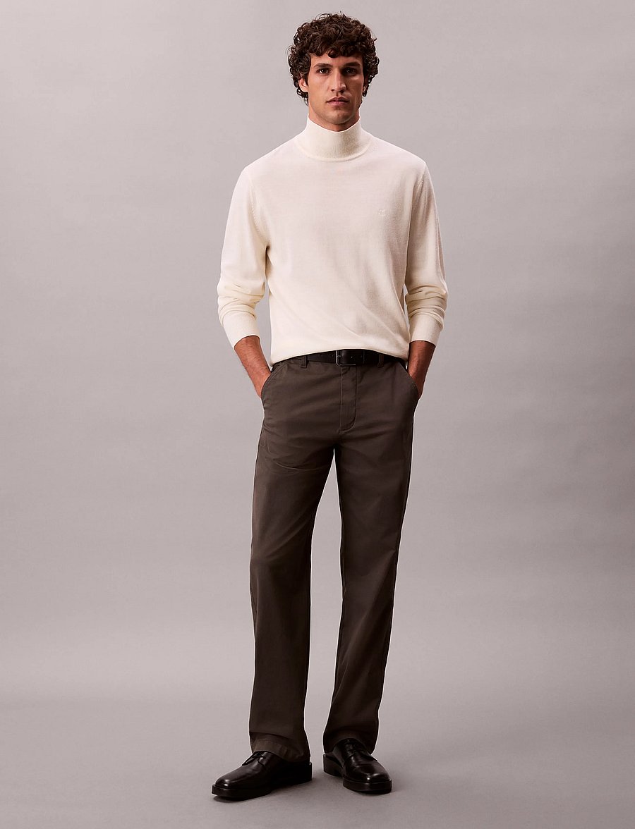 Calvin Klein - LS MERINO MOCK NECK SWTR 14GG - kõrge kaelusega - antique white - 0