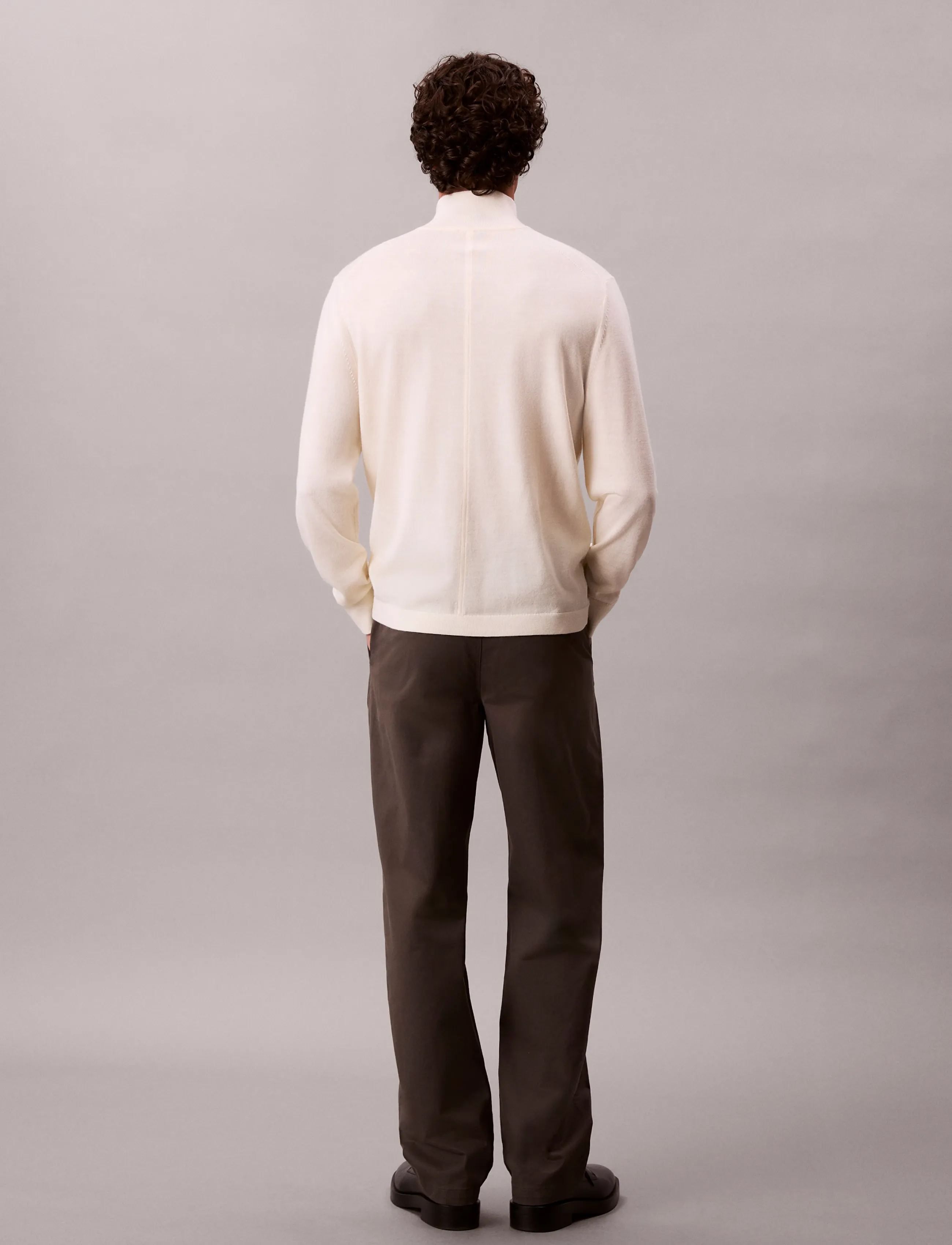 Calvin Klein - LS MERINO MOCK NECK SWTR 14GG - kõrge kaelusega - antique white - 5
