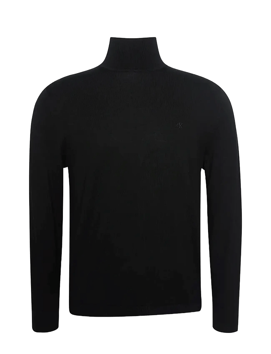 Calvin Klein - LS MERINO MOCK NECK SWTR 14GG - kõrge kaelusega - black - 1