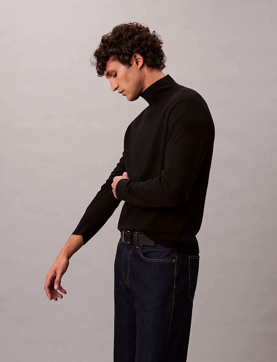 Calvin Klein - LS MERINO MOCK NECK SWTR 14GG - kõrge kaelusega - black - 2