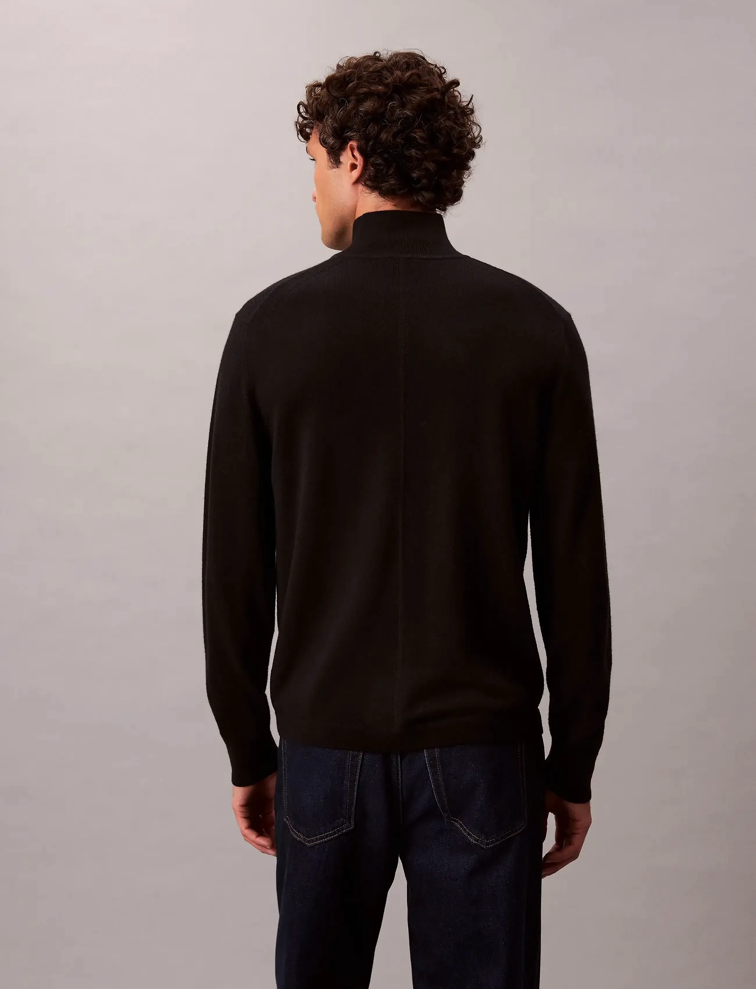 Calvin Klein - LS MERINO MOCK NECK SWTR 14GG - kõrge kaelusega džemprid - black - 4
