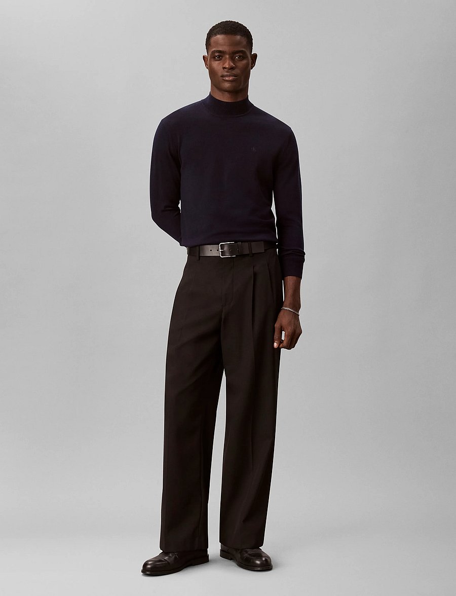 Calvin Klein - LS MERINO MOCK NECK SWTR 14GG - rollkragenpullover - dark sapphire - 0