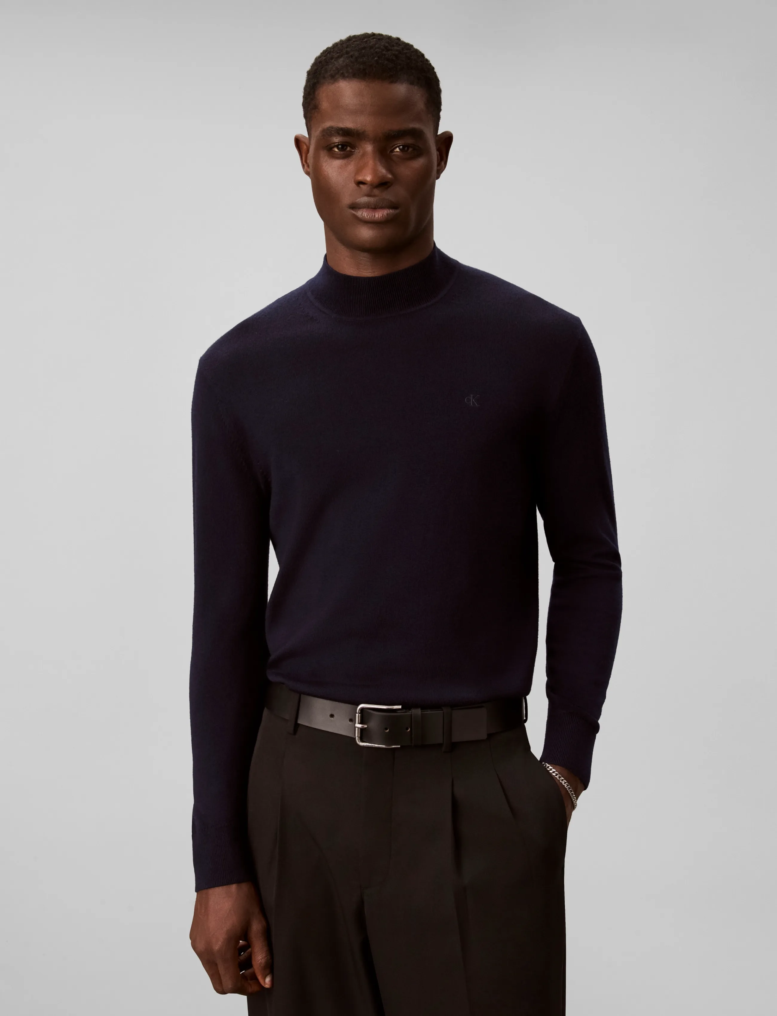 Calvin Klein - LS MERINO MOCK NECK SWTR 14GG - kõrge kaelusega džemprid - dark sapphire - 3