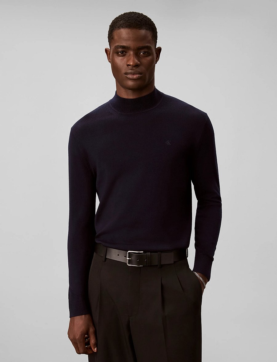Calvin Klein - LS MERINO MOCK NECK SWTR 14GG - rollkragenpullover - dark sapphire - 3