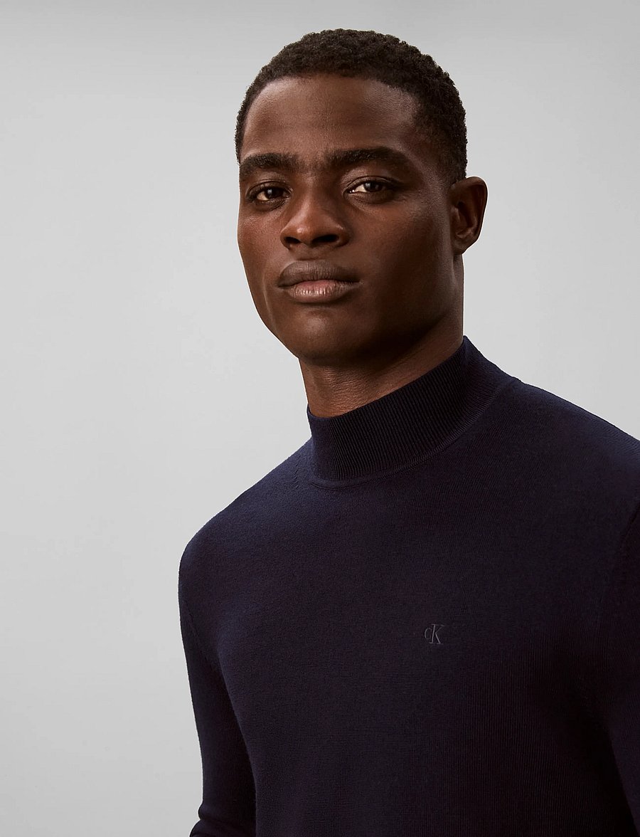 Calvin Klein - LS MERINO MOCK NECK SWTR 14GG - rollkragenpullover - dark sapphire - 4
