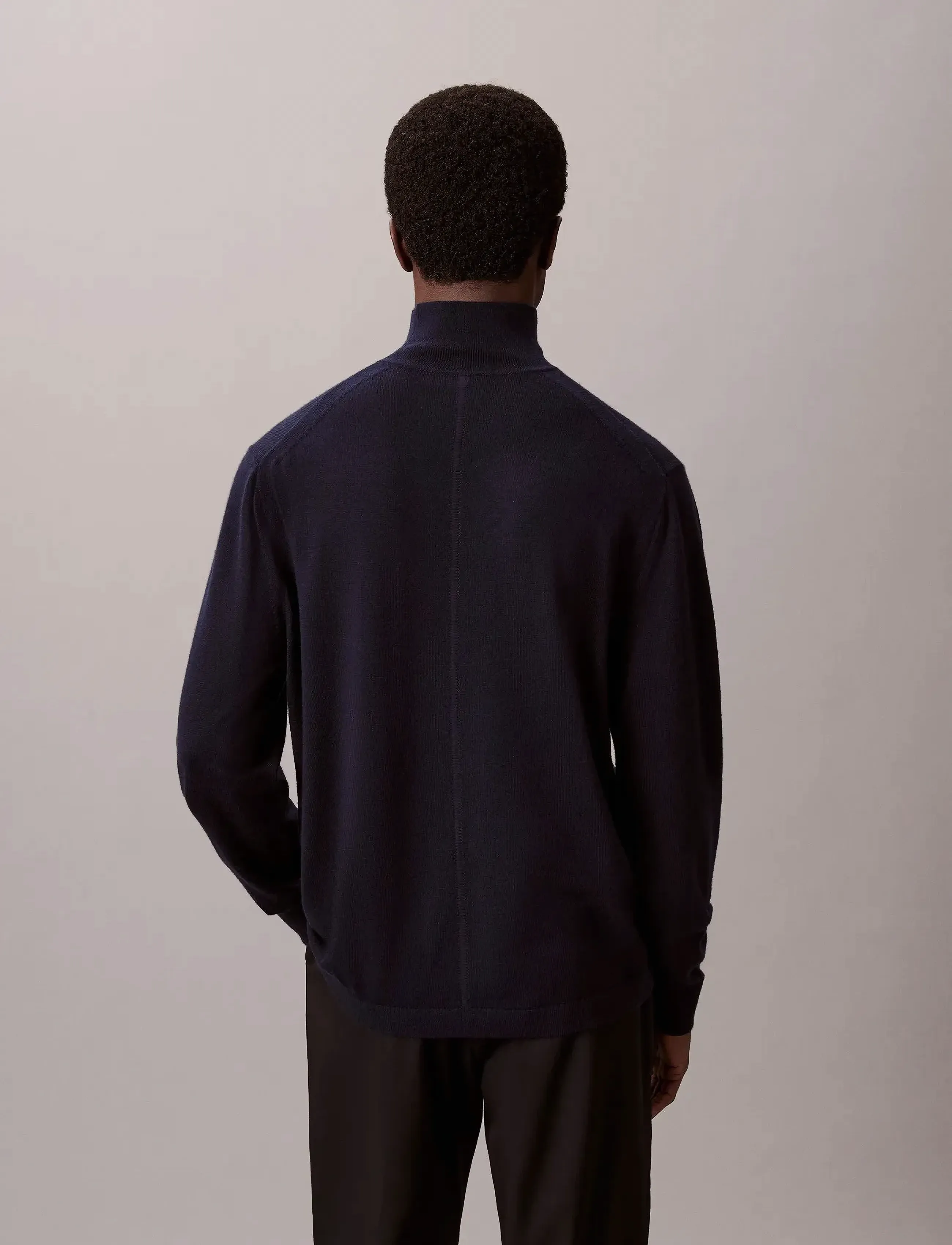 Calvin Klein - LS MERINO MOCK NECK SWTR 14GG - poolokaulus - dark sapphire - 4