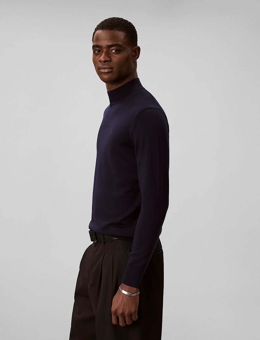 Calvin Klein - LS MERINO MOCK NECK SWTR 14GG - rollkragenpullover - dark sapphire - 5