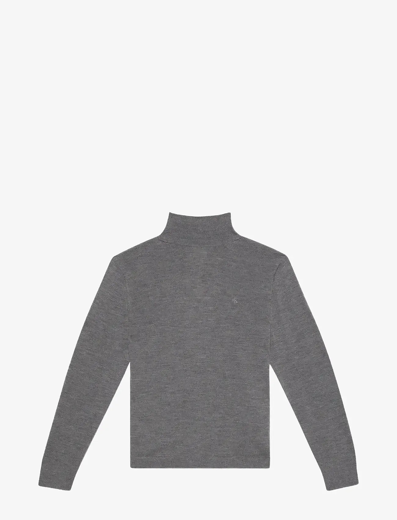 Calvin Klein - LS MERINO MOCK NECK SWTR 14GG - turtlenecks - medium grey htr - 1