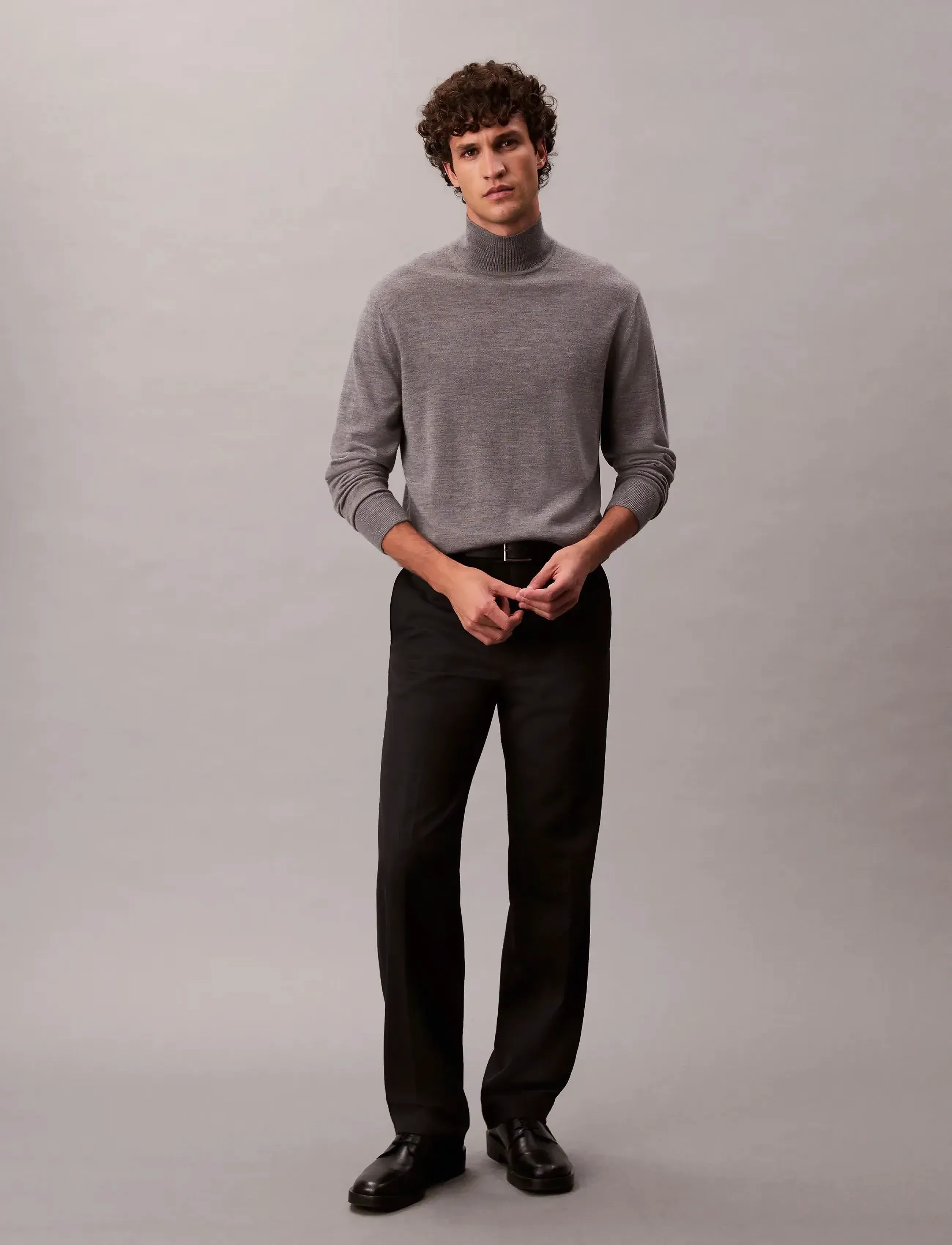 Calvin Klein - LS MERINO MOCK NECK SWTR 14GG - golfai - medium grey htr - 2