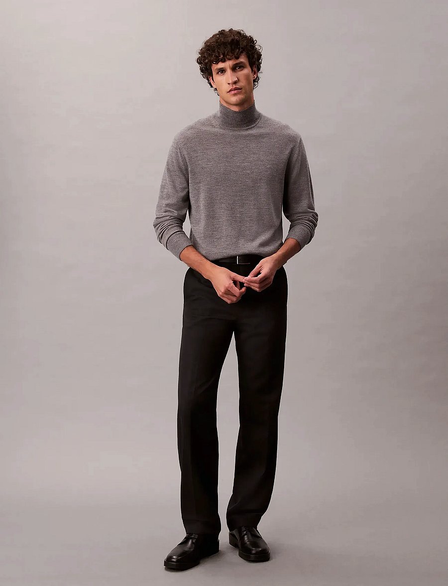 Calvin Klein - LS MERINO MOCK NECK SWTR 14GG - kõrge kaelusega - medium grey htr - 2