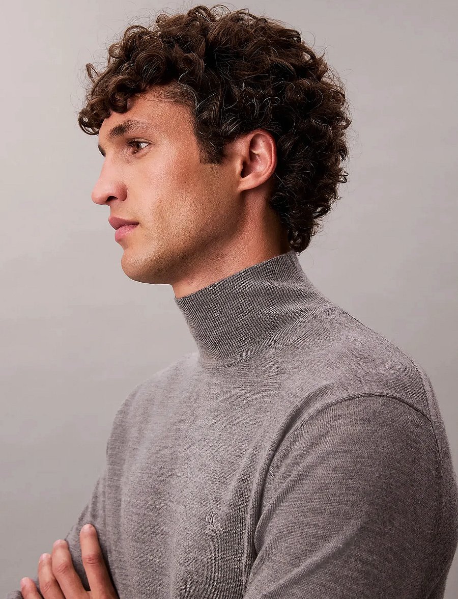 Calvin Klein - LS MERINO MOCK NECK SWTR 14GG - kõrge kaelusega - medium grey htr - 3