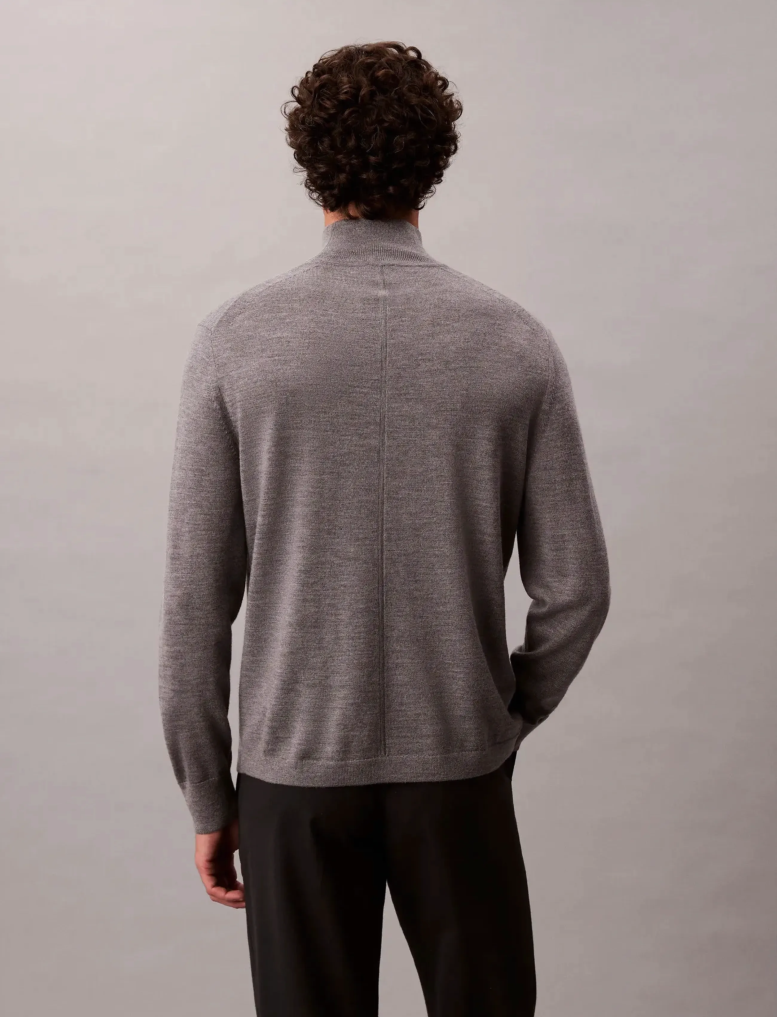 Calvin Klein - LS MERINO MOCK NECK SWTR 14GG - golfai - medium grey htr - 5