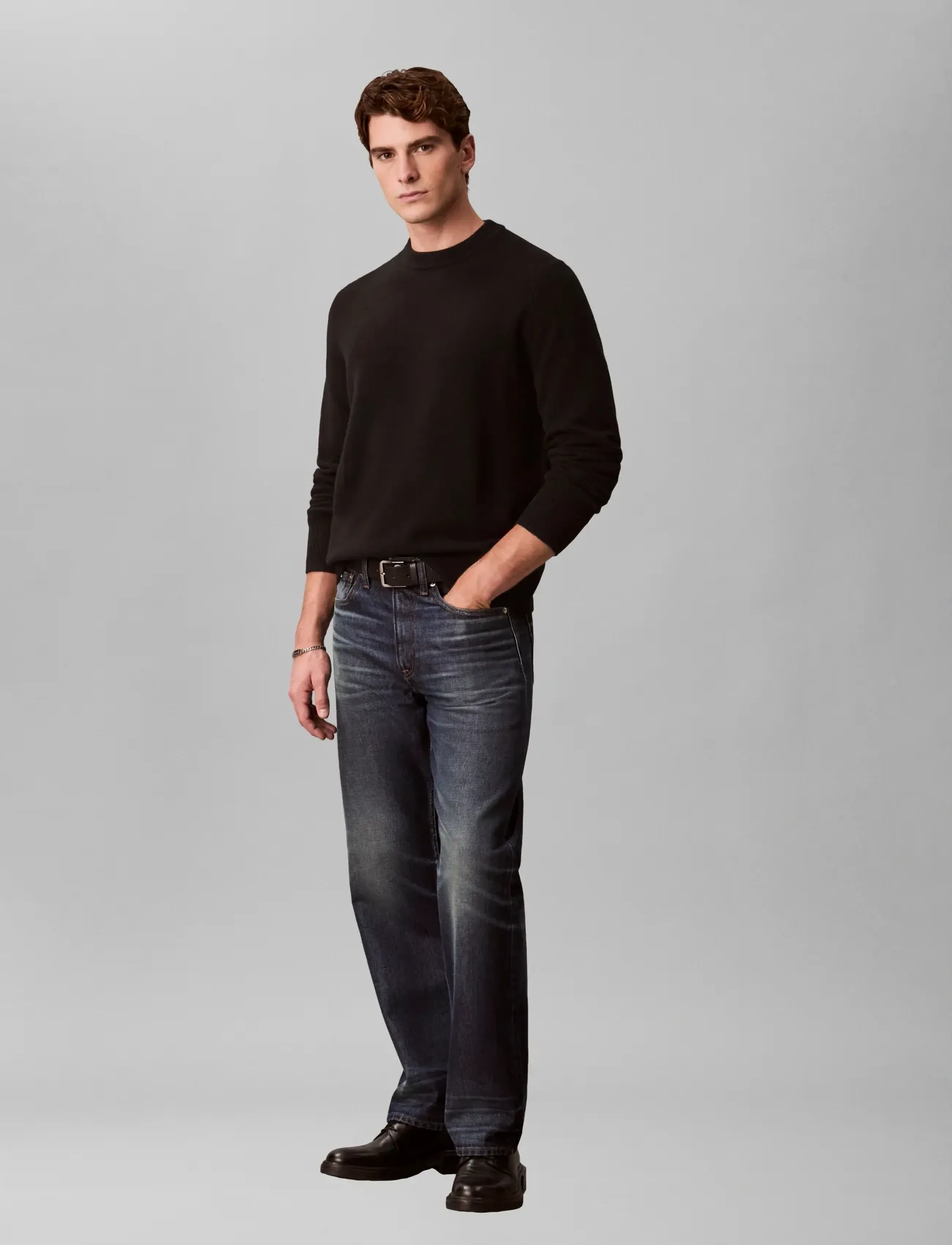 Calvin Klein LS COZY WOOL CREWNK SWEATER 7GG - Business - BLACK / black