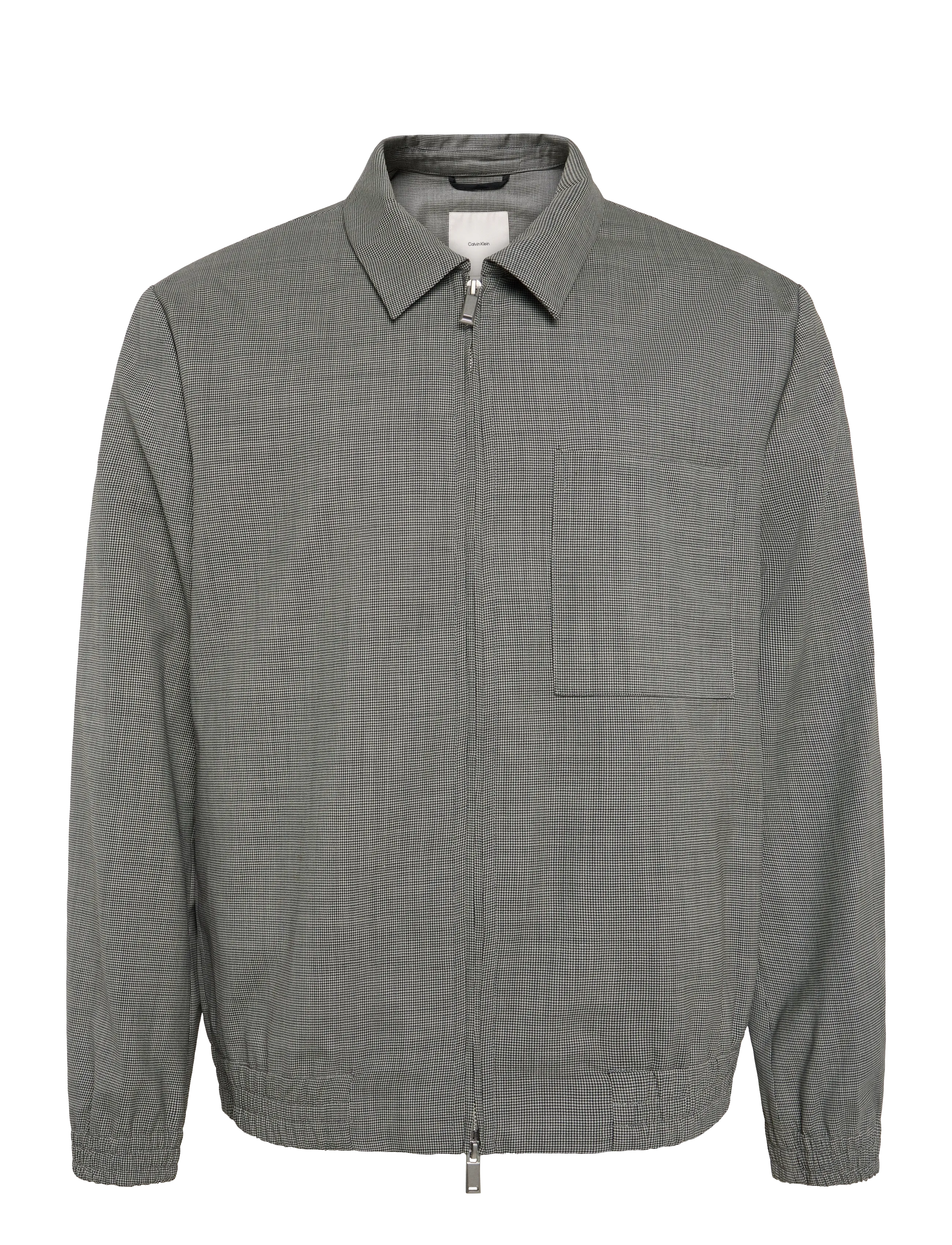 Calvin Klein LS WOOL HOUNDSTOOTH BLOUSON JKT - Jackets - BRILLIANT WHITE / white