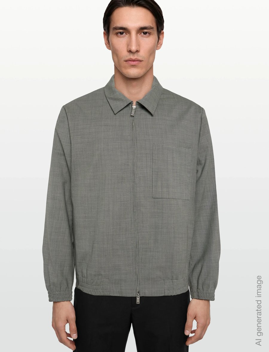 Calvin Klein - LS WOOL HOUNDSTOOTH BLOUSON JKT - frühlingsjacken - brilliant white - 3