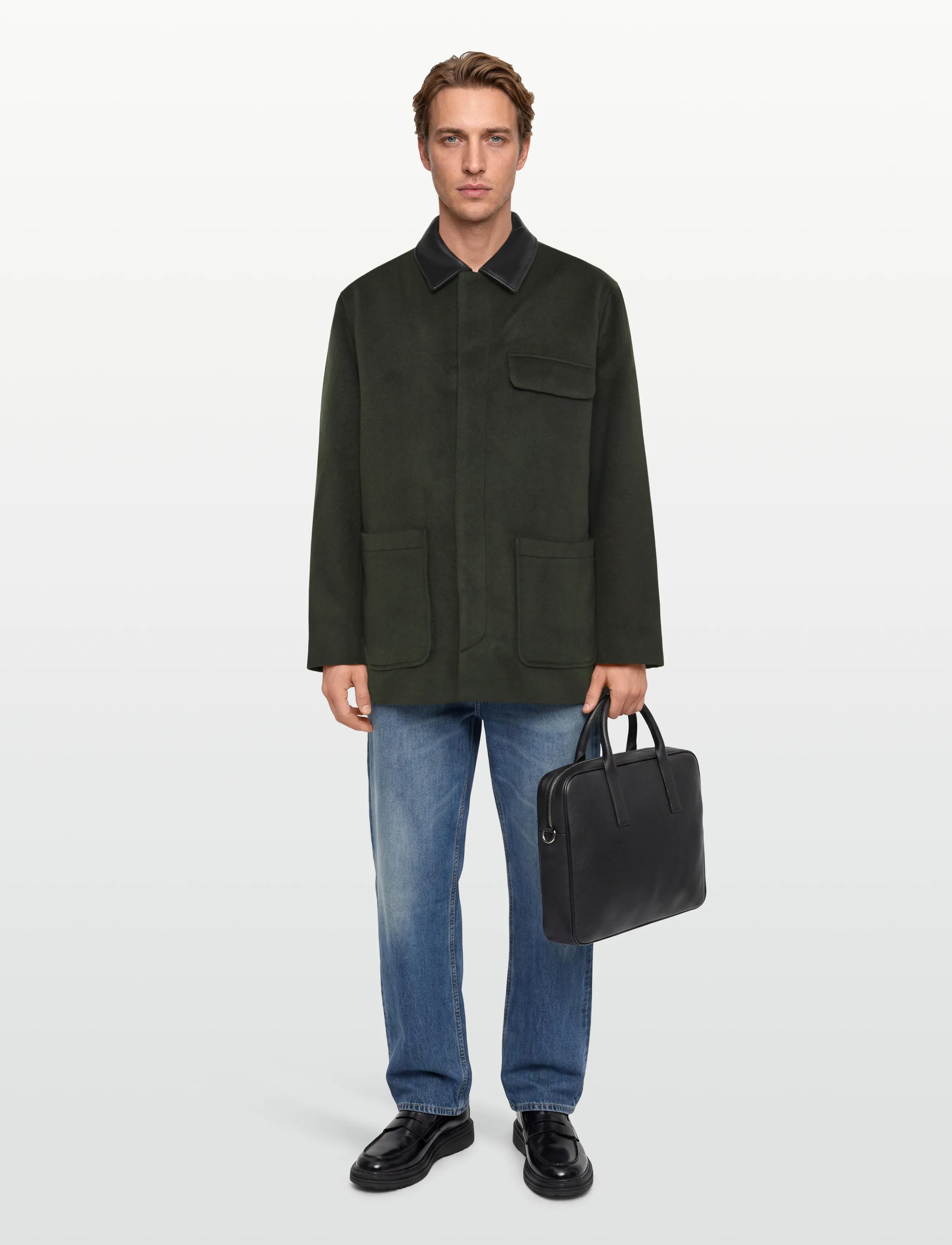 Calvin Klein Ls Melton Wool Blend Car Coat, XL, Coats, Khakigrün - Männerswear