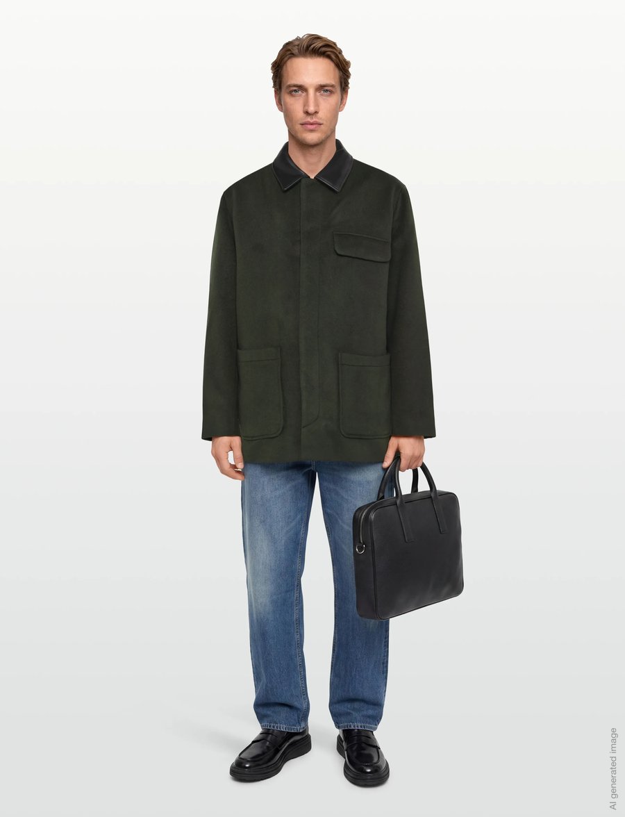 Calvin Klein - LS MELTON WOOL BLEND CAR COAT - ullrockar - peat - 0