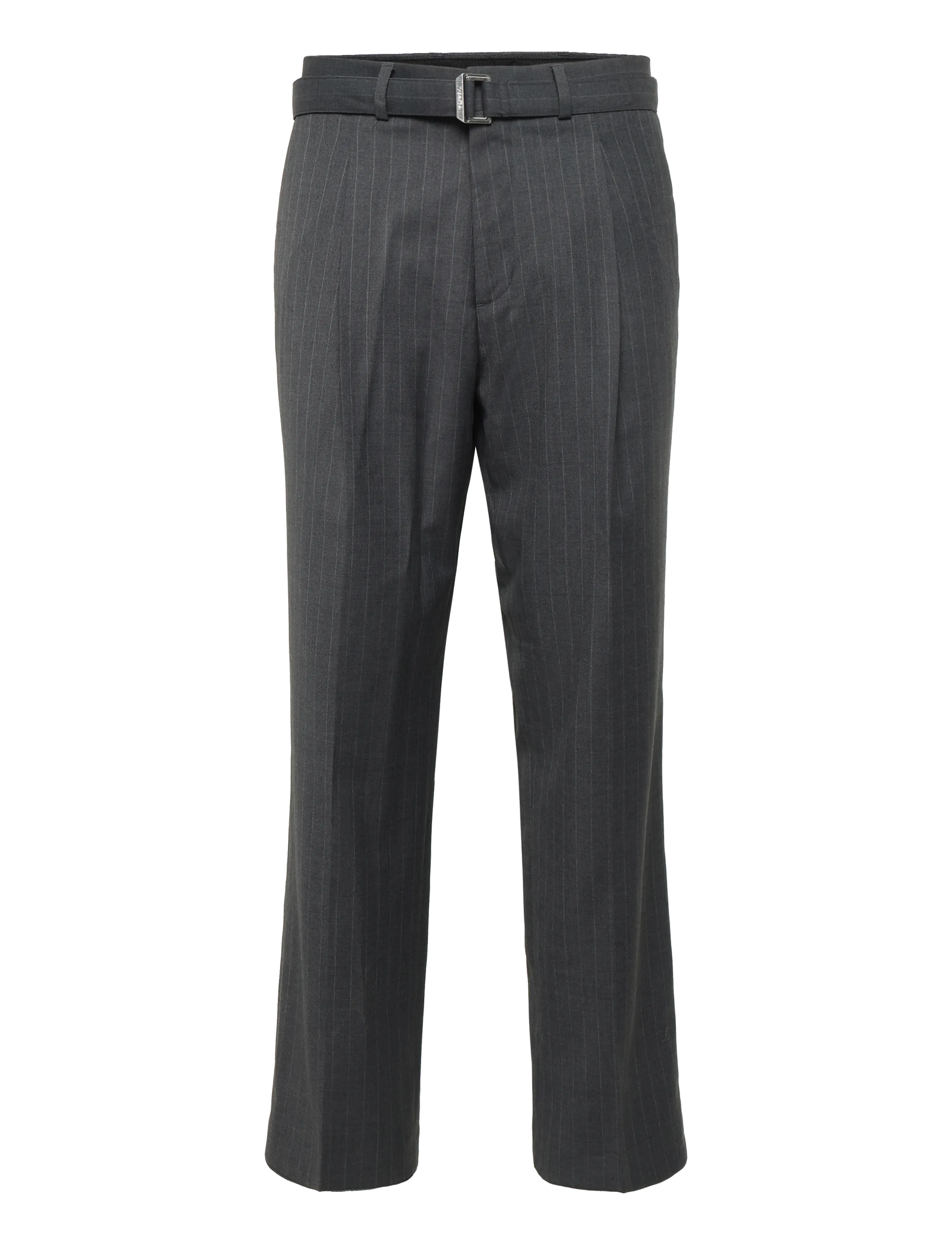 Calvin Klein STRAIGHT WOOL PINSTRIPE BELTED T - Freizeithosen - CHARCOAL HEATHER / grey