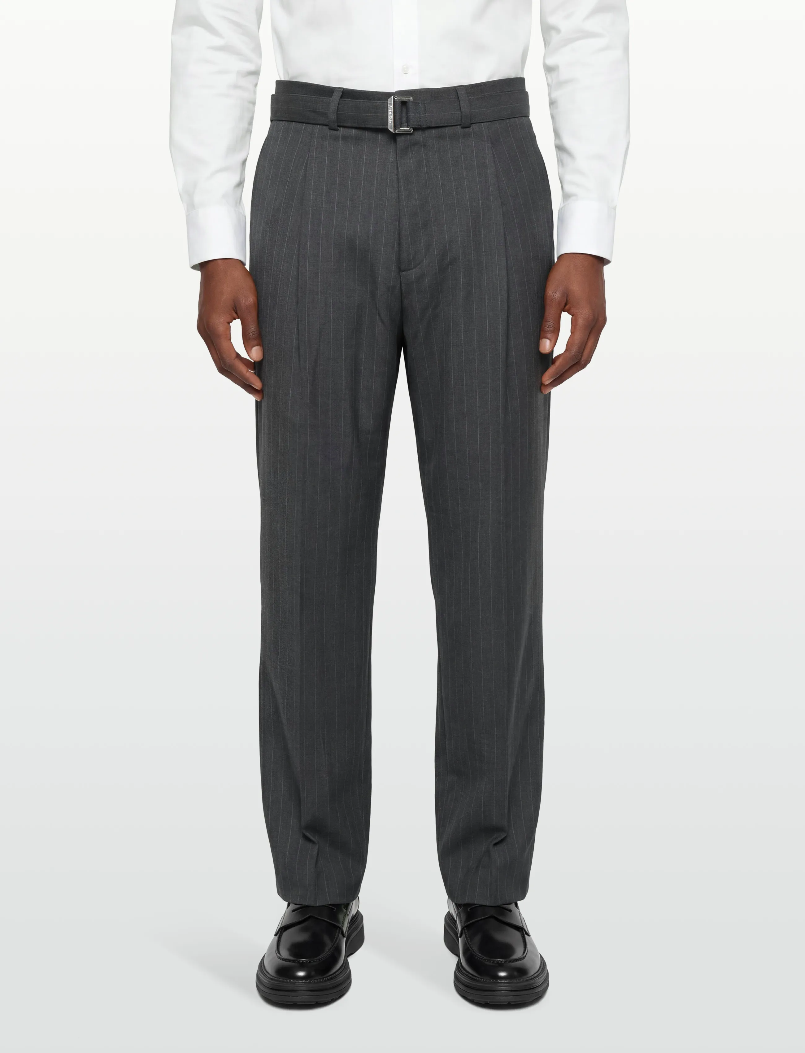 Calvin Klein - STRAIGHT WOOL PINSTRIPE BELTED T - pantalons décontractés - charcoal heather - 3