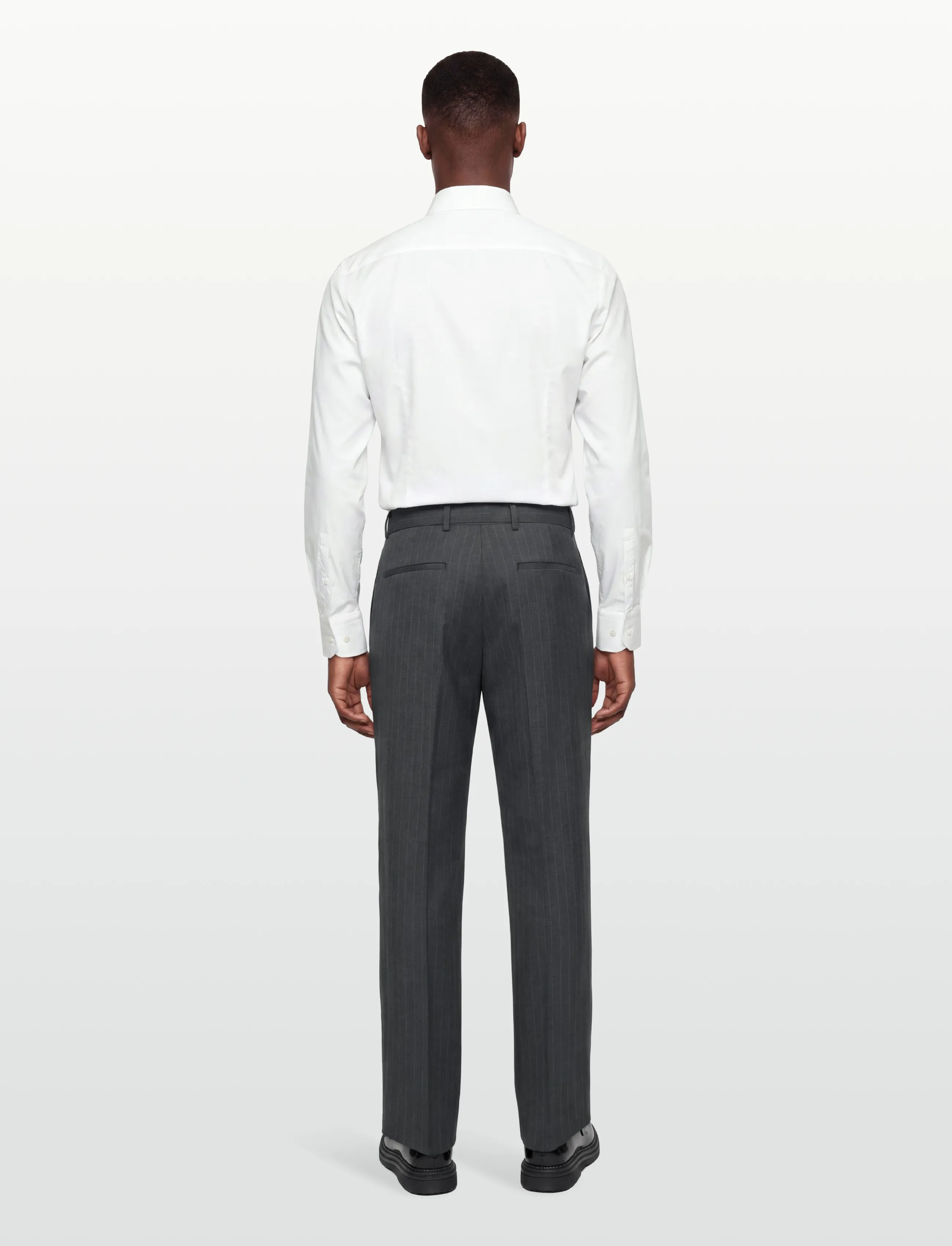 Calvin Klein - STRAIGHT WOOL PINSTRIPE BELTED T - pantalons décontractés - charcoal heather - 4